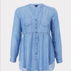 Torrid light denim colored blouse